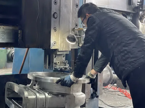 Machining a large valve body on a vertical lathe