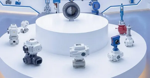 Electric actuated valves on the showroom display table