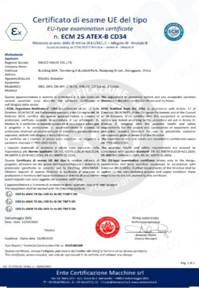 DELCO ATEX EU-Type Examination Certificate