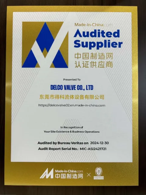 DELCO Audited Supplier Certificate