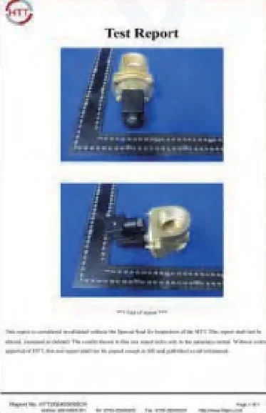 DELCO Solenoid Valve Test Report, first page