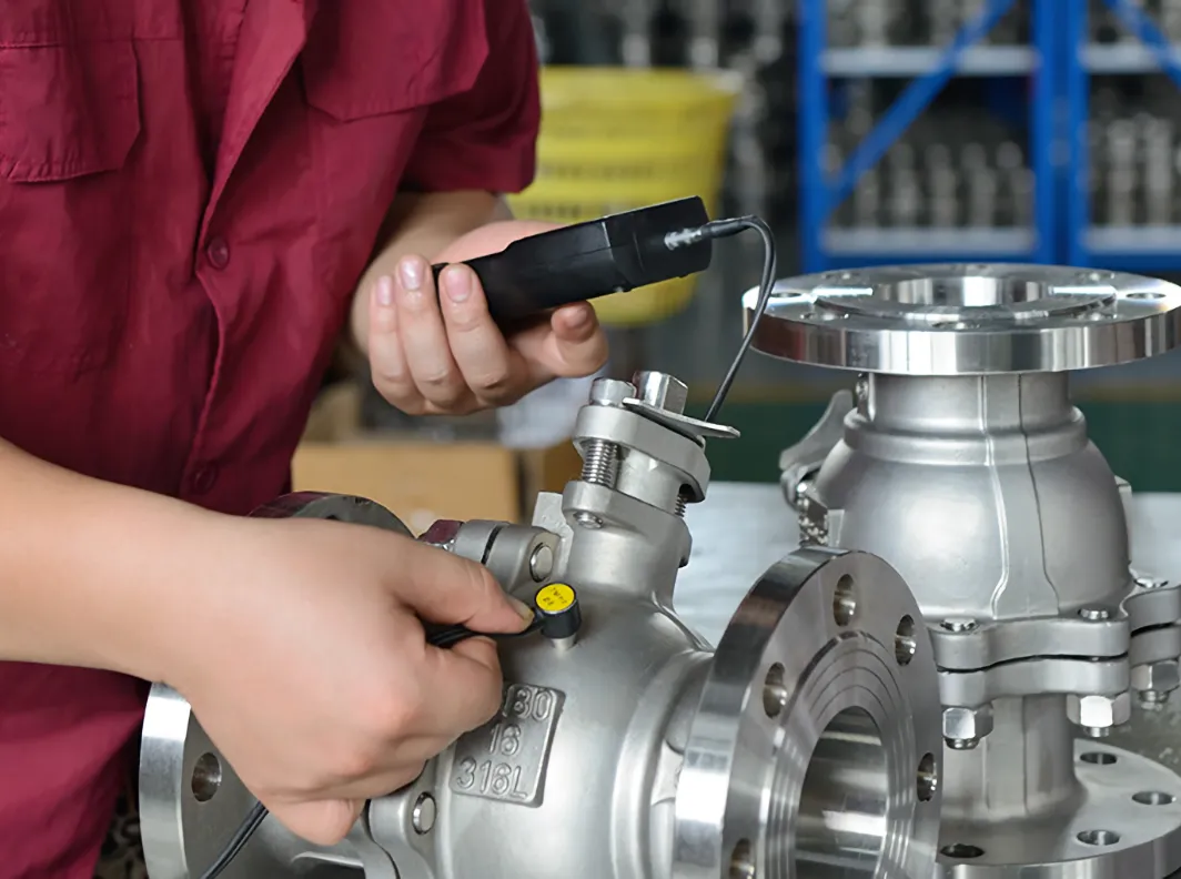 Hardness test on a stainless steel ball valve