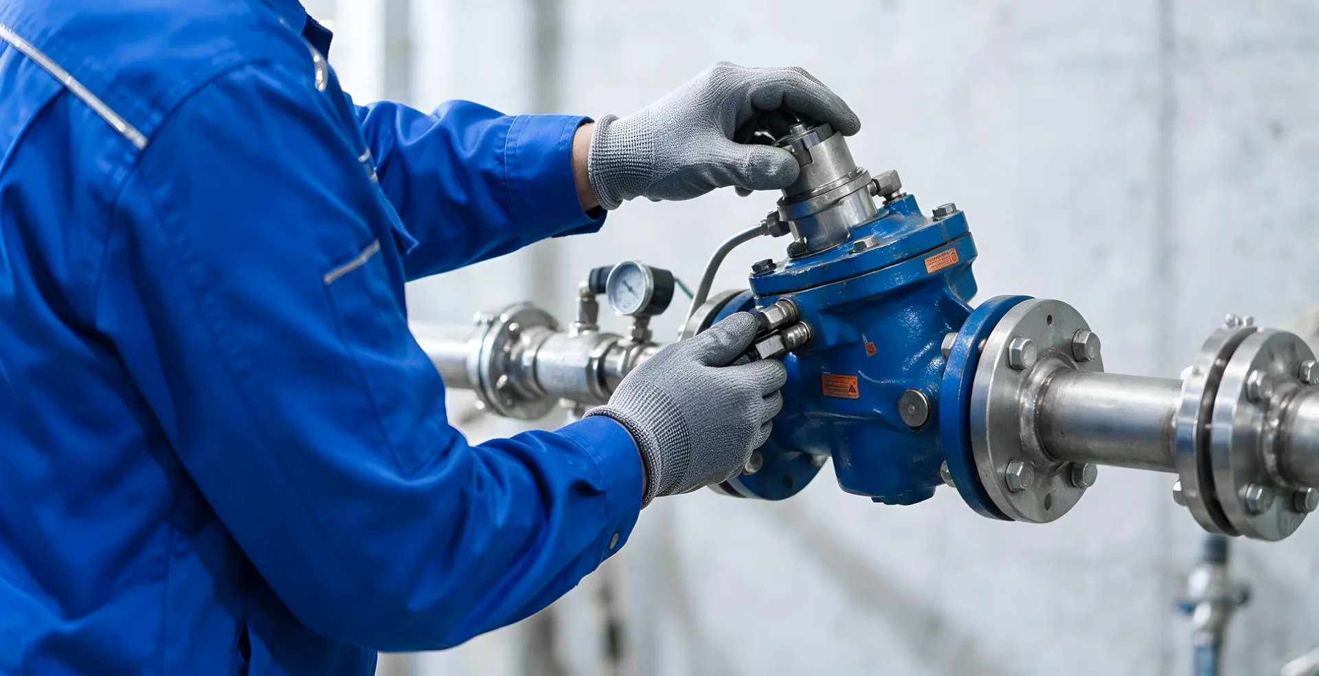DELCO technician adjusting an actuated valve on a pipeline