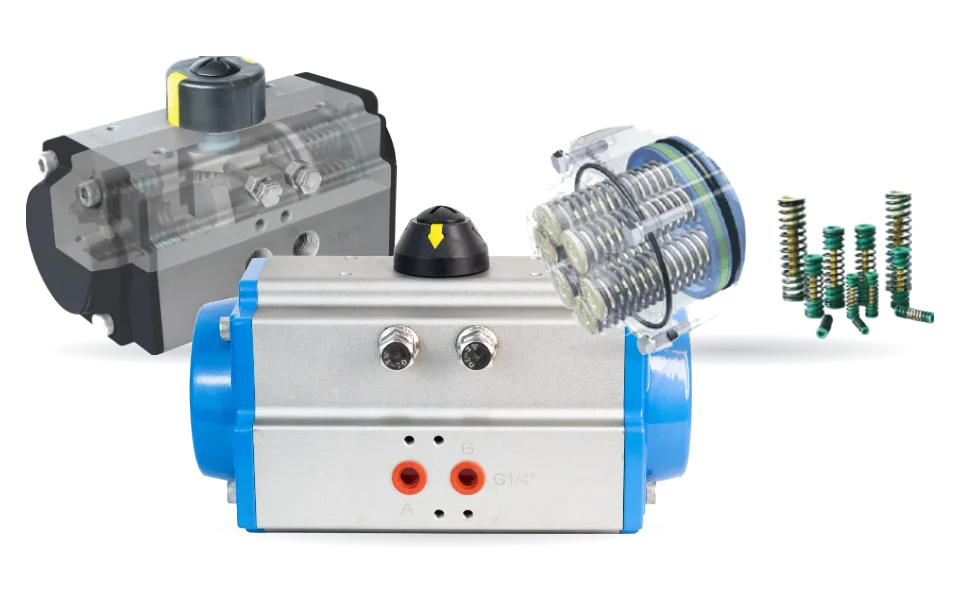 DELCO rack-and-pinion pneumatic actuators and spring sets