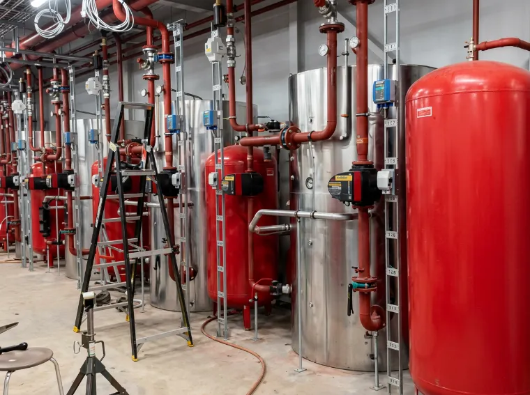 DELCO electric 3-piece threaded ball valves in a building fire protection system, Netherlands