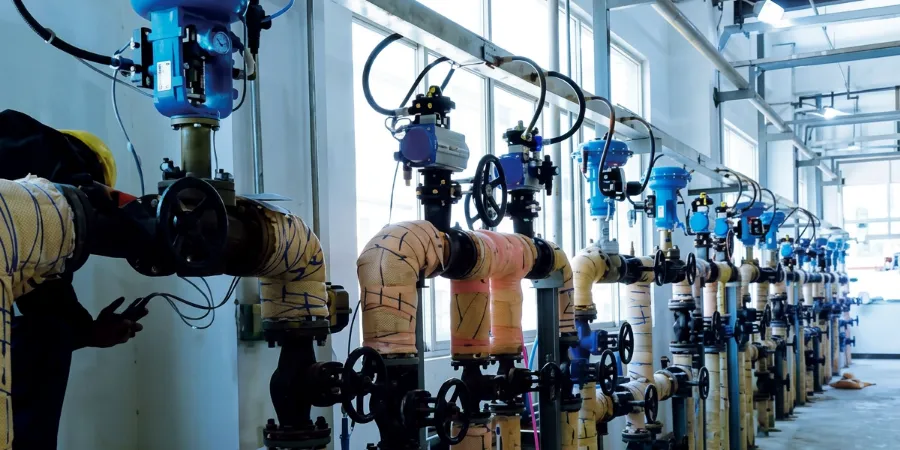 DELCO pneumatic valves installed on a process line